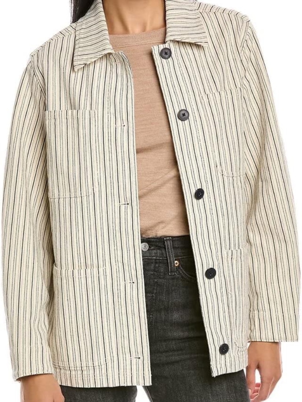 Rebecca Taylor Striped Cotton Field Chore Jacket Size S